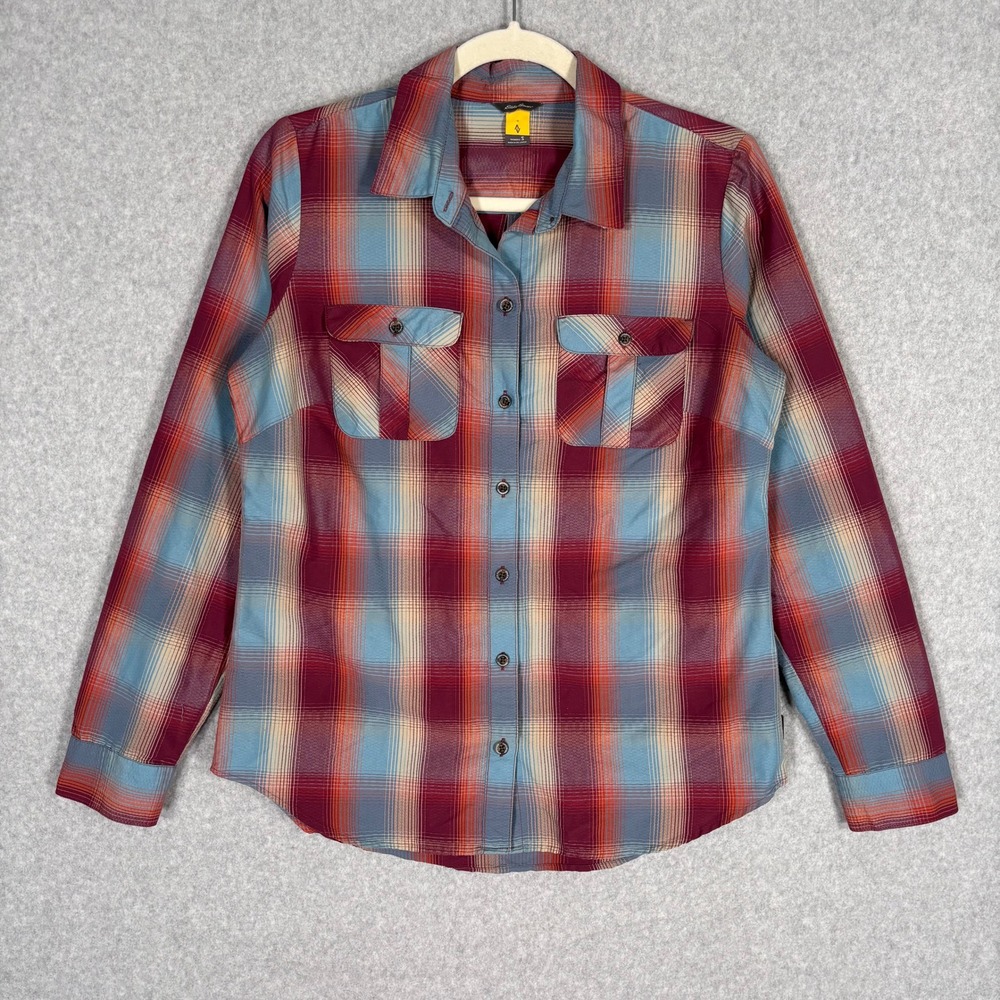 Eddie Bauer Travex Womens Shirt Small Burgundy Utility Nylon Polyester Outdoor